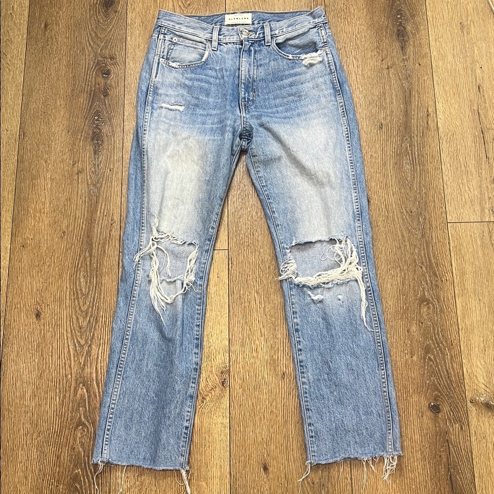 SLVRLAKE Hero Distressed Raw Hem Jeans in Long Time Coming Size 28 - Picture 2 of 10